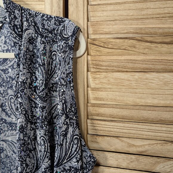 CJ Banks Paisley Sleeveless Open Cardigan Size 1X - Picture 7 of 12